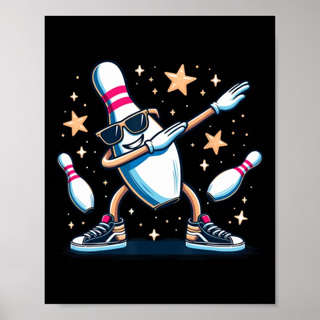 Bowling Pin Dabbing Sungles Bowler Player Kids Boy Poster (Front)