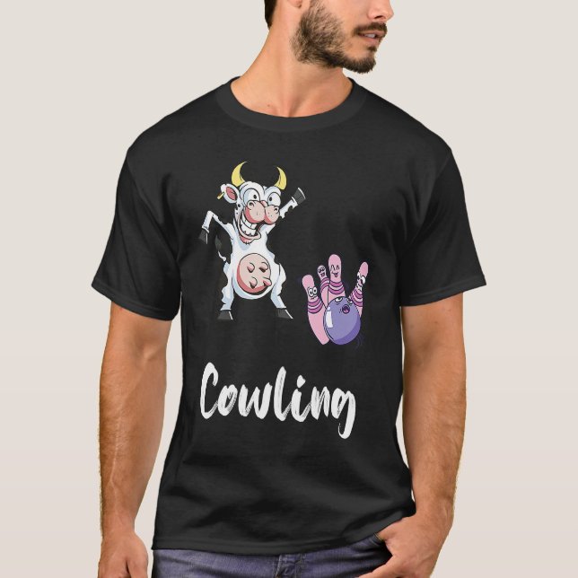 Bowling Pin Funny Bowling Bowler Cow Strike Bowlin T-Shirt (Front)