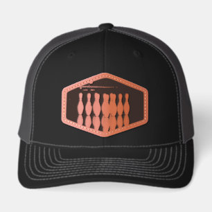 Bowling pin leather patch hat