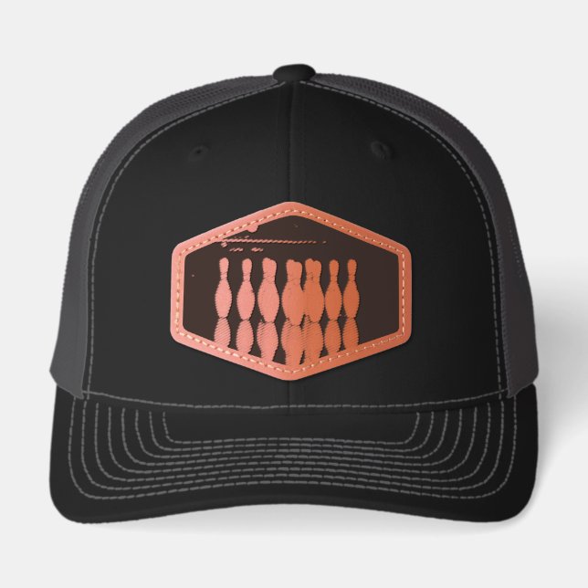 Bowling pin leather patch hat (Front)