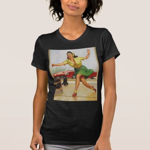 Bowling Pin Up Girl T_Shirt