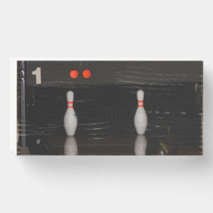 Bowling pin wooden box sign