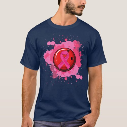 Bowling Pink Ribbon Breast Cancer Awareness  T_Shirt