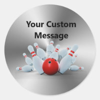 Bowling pins 10 Pin Bowling Ball Custom Classic Round Sticker