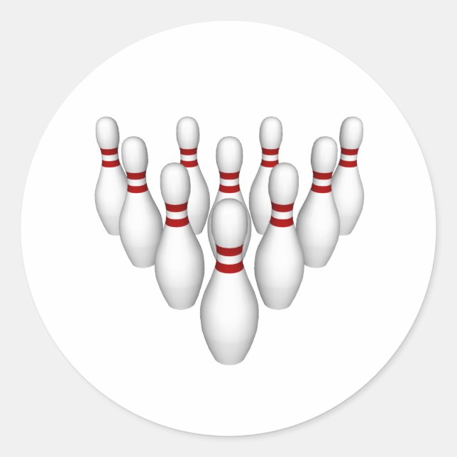Bowling Pins: 3D Model: Classic Round Sticker (Front)