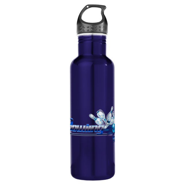 Bowling pins and ball    stainless steel water bottle (Front)