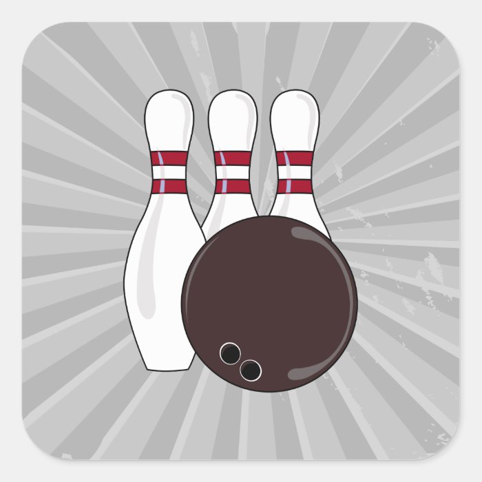 bowling pins and ball vector design square stickers