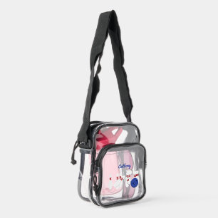 Bowling Pins and Bowling Ball Personalized Clear Crossbody Bag
