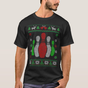 Bowling Pins Bowler Bowling Ugly Christmas T-Shirt