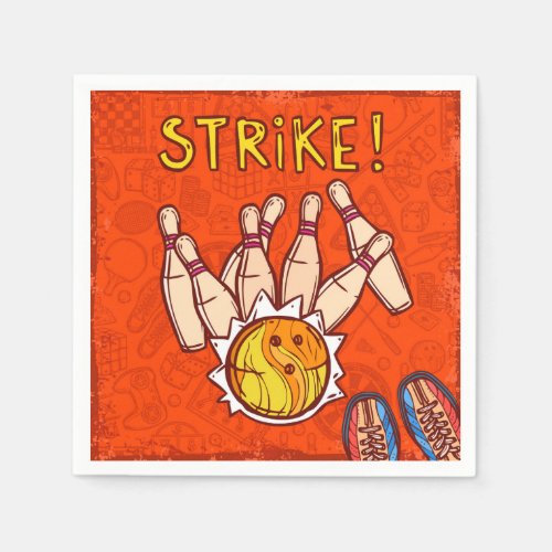 Bowling pins bowling themed birthday party napkins