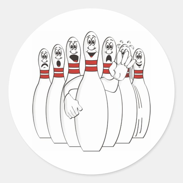 Bowling Pins Classic Round Sticker (Front)