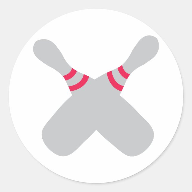 bowling pins crossed classic round sticker (Front)