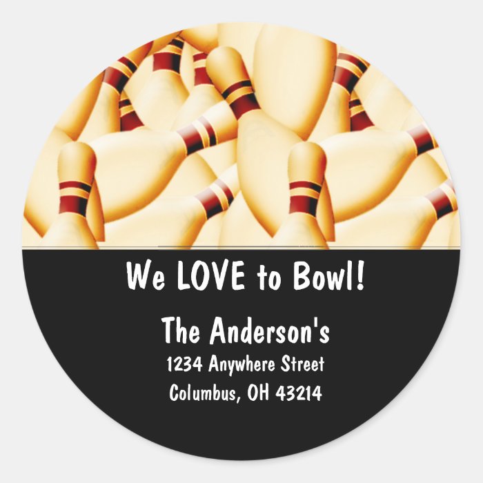 Bowling Pins Design 2 Address Labels Round Stickers