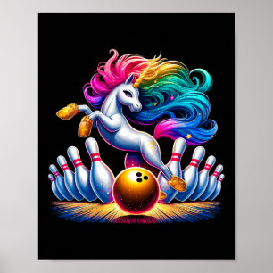Bowling Pins Funny Unicorn Sport Bowler Poster