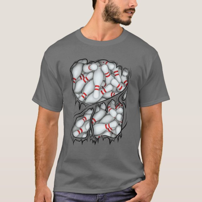 Bowling Pins Inside Sport Halloween Bowler Costume T-Shirt (Front)