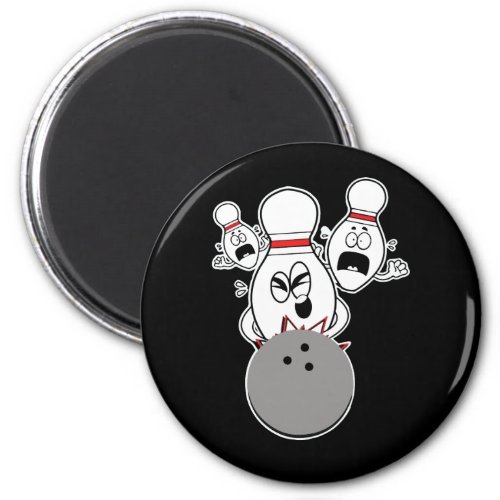 Bowling Pins Knocked Down Strike Scared Nut Funny Magnet