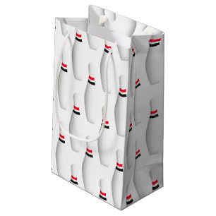 bowling pins on white small gift bag