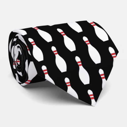 Bowling Pins Pattern Black background Neck Tie