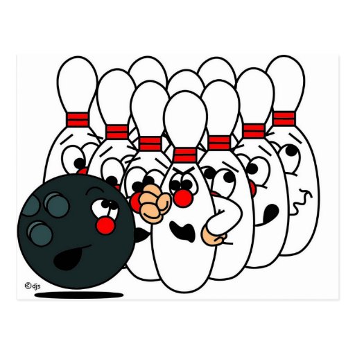 Bowling pins postcard | Zazzle