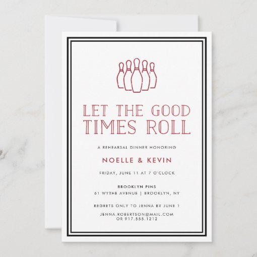 Bowling Pins Rehearsal Dinner Invitation Zazzle