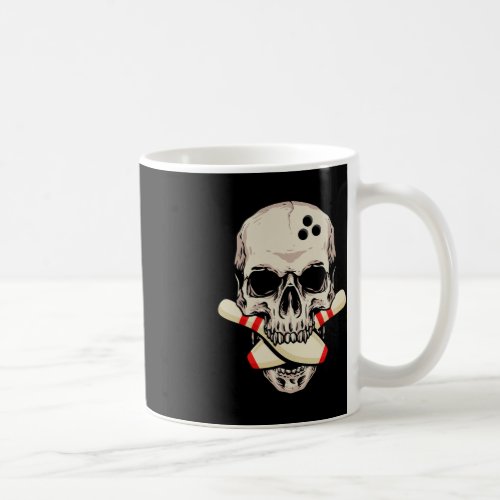 Bowling Pins Retro Skull Skeleton Head Bowling Bal Coffee Mug