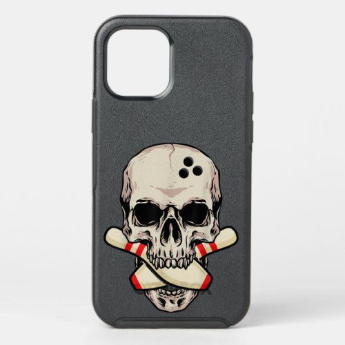 Bowling Pins Retro Skull Skeleton Head Bowling Bal OtterBox Symmetry iPhone 12 Pro Case