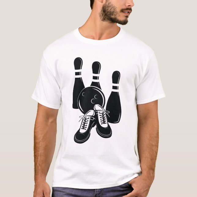 bowling pins shoes and ball sports art  T-Shirt (Front)