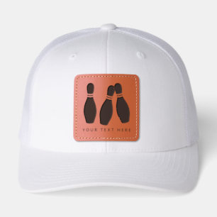 Bowling Pins Sports Team Clubs Leather Patch Hat
