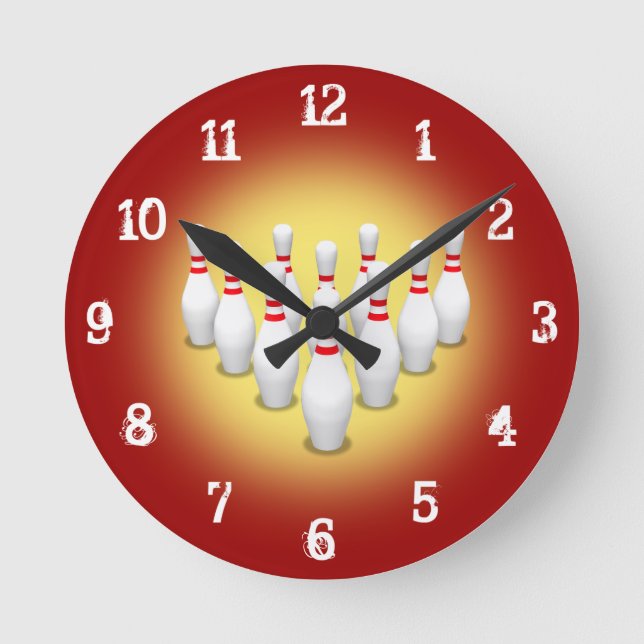 Bowling Pins: Wall Clock (Front)