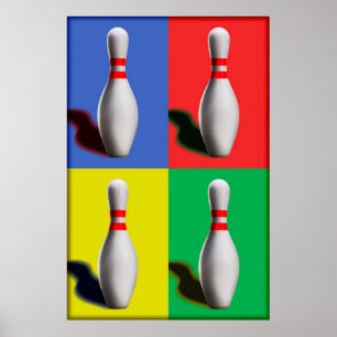 Bowling Pins Wall Pop Art Design Poster