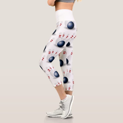 Bowling pins white capri leggings