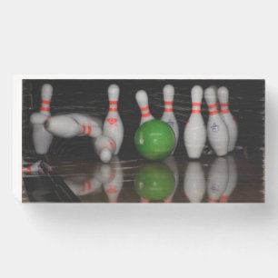 Bowling Pins Wooden Box Sign