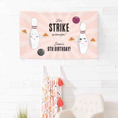 Bowling Pizza Strike Up Some Fun Kids Birthday  Banner