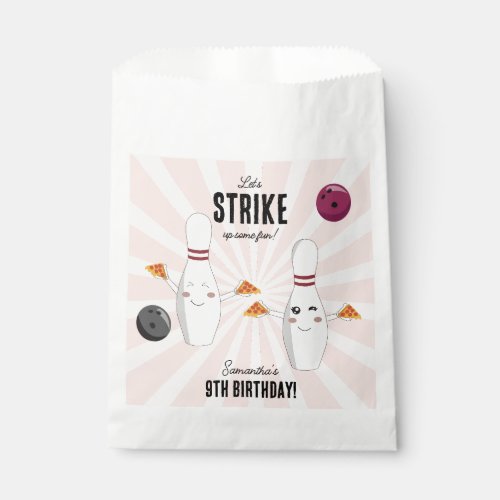 Bowling Pizza Strike Up Some Fun Kids Birthday  Favor Bag