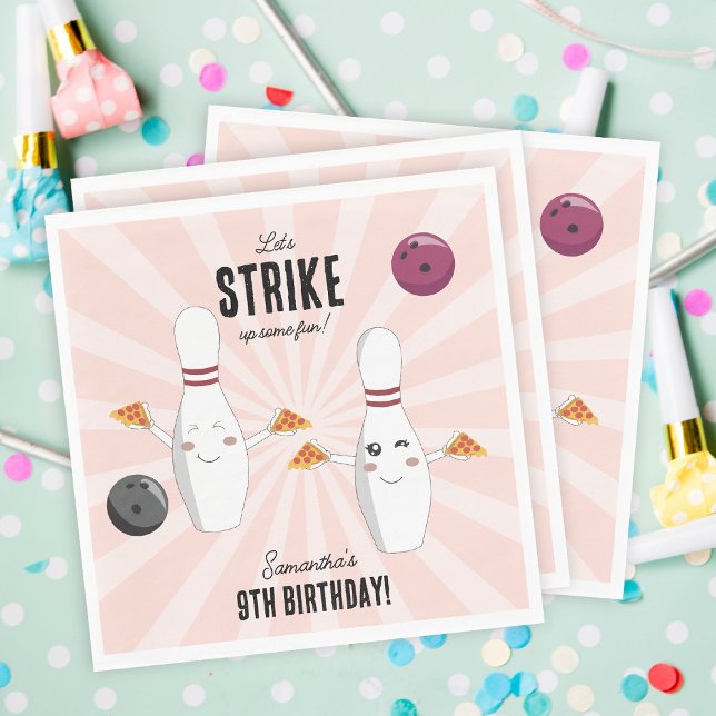 Bowling Pizza Strike Up Some Fun Kids Birthday  Napkins (Bowling Pizza Strike Up Some Fun Kids Birthday Napkins)
