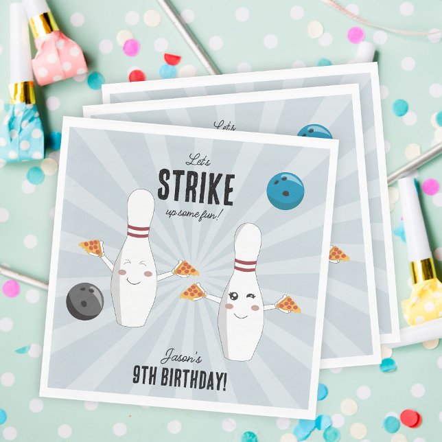 Bowling Pizza Strike Up Some Fun Kids Birthday  Napkins (Bowling Pizza Strike Up Some Fun Kids Birthday Napkins)