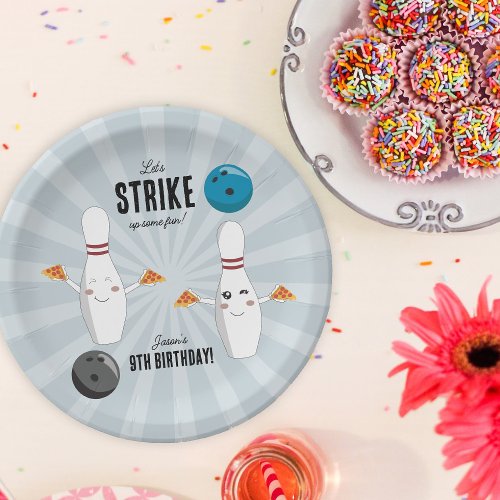 Bowling Pizza Strike Up Some Fun Kids Birthday  Paper Plates