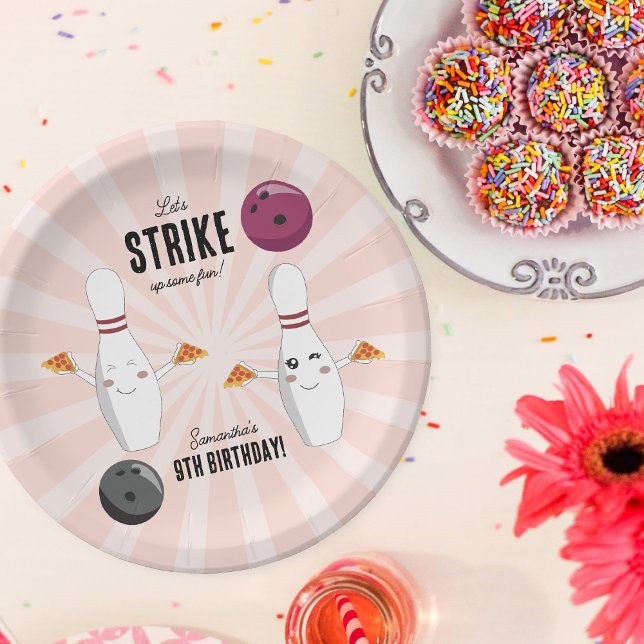 Bowling Pizza Strike Up Some Fun Kids Birthday  Paper Plates (Bowling Pizza Strike Up Some Fun Kids Birthday Paper Plates)
