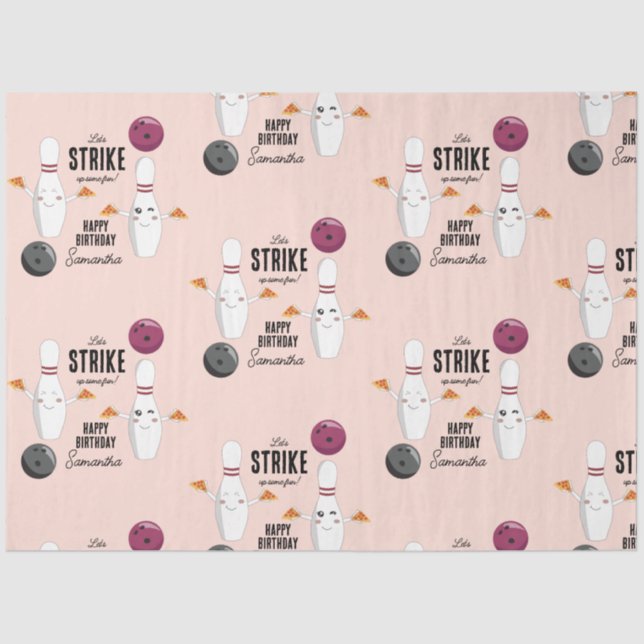 Bowling Pizza Strike Up Some Fun Kids Birthday  Tissue Paper (Front)