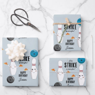 Bowling Pizza Strike Up Some Fun Kids Birthday  Wrapping Paper Sheets