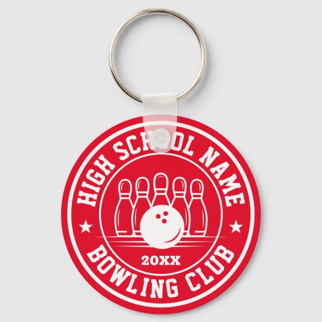Bowling Player Bowl Club Personalized Sports Keychain (Front)