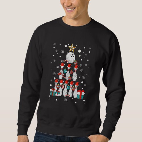 Bowling Player Christmas Tree Lights Xmas Ball Bow Sweatshirt