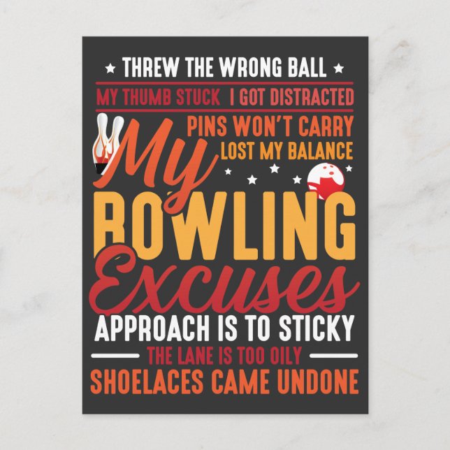 Bowling Player Exuses Funny Bowler Sport Postcard (Front)