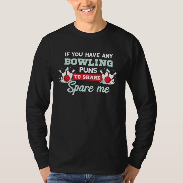 Bowling Puns Spare Me Bowling Team Bowling Pin Bow T-Shirt (Front)