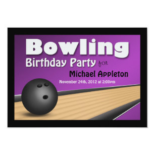 purple bowling ball invitations announcements zazzle