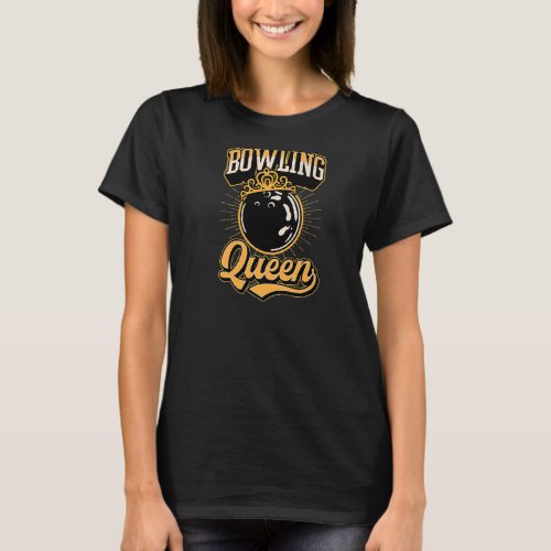 Bowling Queen Crown Bowling Girl Themed Birthday P T_Shirt