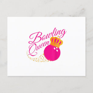 bowling queen funny gift girls bowlers announcement postcard