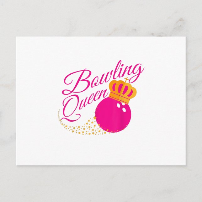 bowling queen funny gift  girls bowlers invitation postcard (Front)