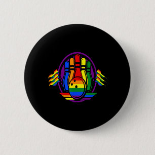 Bowling Rainbow Flag Lgbt-q Cool Gay Pride Ally Eq Button