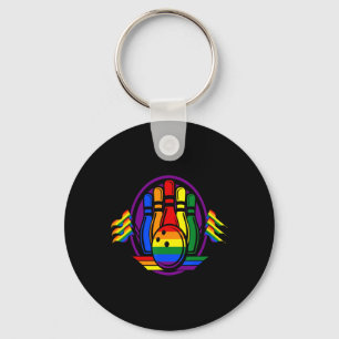 Bowling Rainbow Flag Lgbt-q Cool Gay Pride Ally Eq Keychain